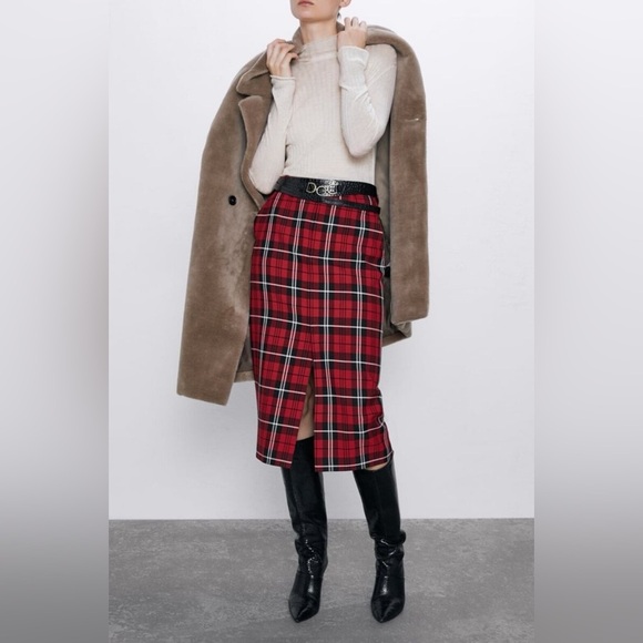 🦋 Bloggers Favorite 🦋  Zara Plaid Pencil Skirt Size M - Picture 13 of 15